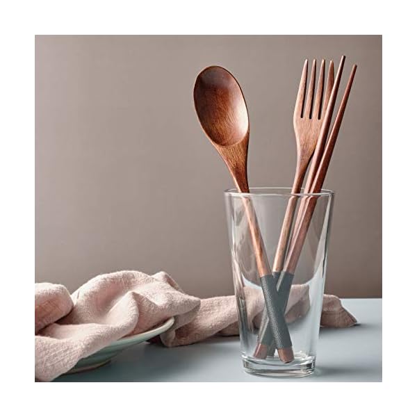 Wooden-Spoon-Fork-Chopsticks-Set-Handmade-Japanese-Style-Utensils-Elegant-Tableware-Set-for-Camping-Picnic-Office-or-Home-Black Wooden Spoon Fork Chopsticks Set Handmade Japanese Style Utensils Elegant Tableware Set for Camping, Picnic, Office or…