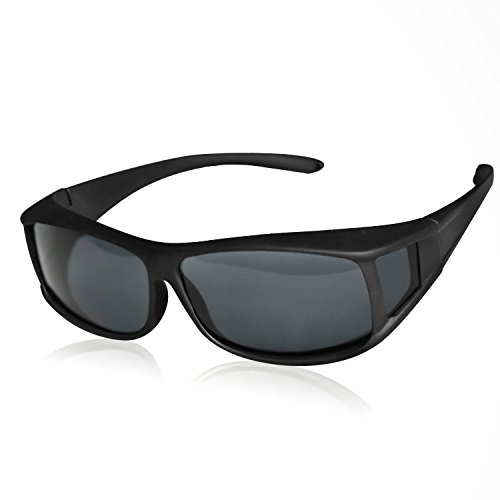 Solar Shield Fits over Glass Sunglasses for Driving Flying Boating Fishing and Snowing by Yonovo,Smoke