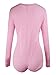 Moxeay Women V-Neck Long Sleeve Shorts Knitted Bodysuit Jumpsuit Romper Overall (S, Pink)
