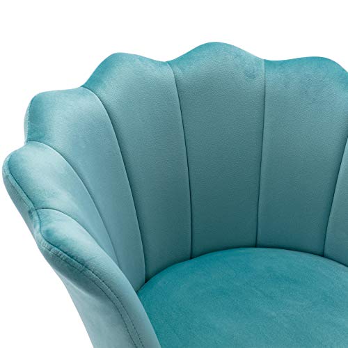 HNY Comfy Desk Chair no Wheels, Velvet Upholstered Accent Chair, Vanity