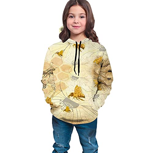 Kimisoy Hooded Sweater For Boys Vintage Bee Warm Girls Coat Soft
