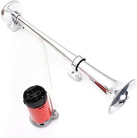 Truck Air Horn,12V 150db 450mm Chrome Zinc Single Trumpet Air Horn with Compressor Super Loud for Any Vehicles Trucks Lorrys Trains Boats Cars SUV