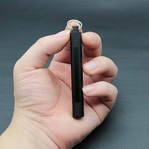 PPFISH Pocket Toothpick Holder keychain - Waterproof Aluminium Alloy Toothpick Box Container & Titanium Toothpick Ultralight Travel Kits (Black Aluminum + TI)
