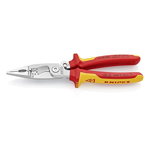 Knipex Elektro-Installationszange verchromt, isoliert mit Mehrkomponenten-Hüllen, VDE-geprüft 200 mm 13 96 200