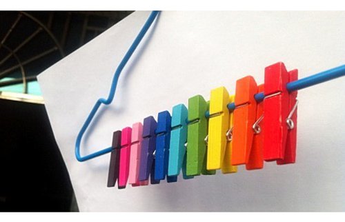 Etmact 2 3/8 inch Wood Craft Spring Clothespins Assorted Colors - Pack of 50 - Thumbnail 2