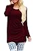 Pink Queen Women's Casual Long Sleeve Slim Ruched Tunic T-Shirt Dress S Wine Red