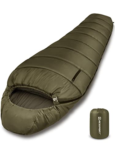Bessport Schlafsack, 4 Jahreszeiten 0 ℃ Schlafsack, Kleines Packmaß & Ultraleicht Outdoor Schlafsack, Mumienschlafsack für Camping, Reisen, Outdoor un