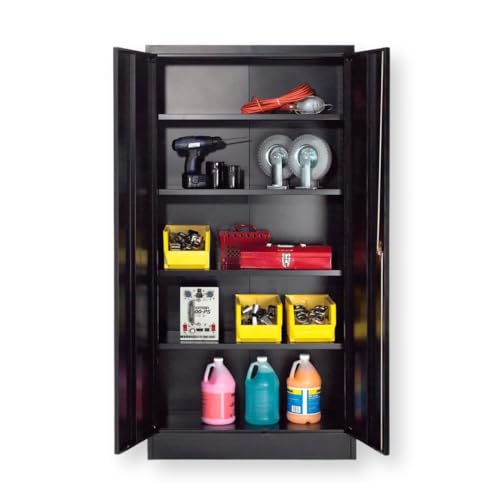 EKE Locker Metalico Gabinete Metalico Tipo Closet para Oficina Hogar Organizador Resguardo de Documtentos Armario de Almacenamiento con Puertas Entrepaños Ajustables Papeleria Hogar (Negro)