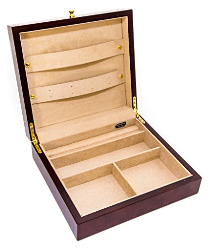 Bello Games New York, Inc. Greenwich Avenue Deluxe Burl Finished Men's Valet Jewelry Chest