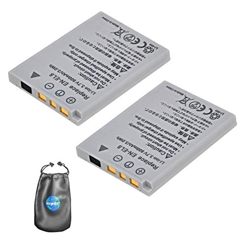 amsahr Digitalkamera und Camcorder Akku für Nikon EN EL8 Coolpix P1, S1..S9 Pack-2 - Inklusive Objektiv Zubehör Pouch