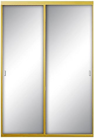 Contractors Wardrobe 96 in. x 96 in. Asprey Bright Gold Mirror Aluminum Framed Interior Sliding Door