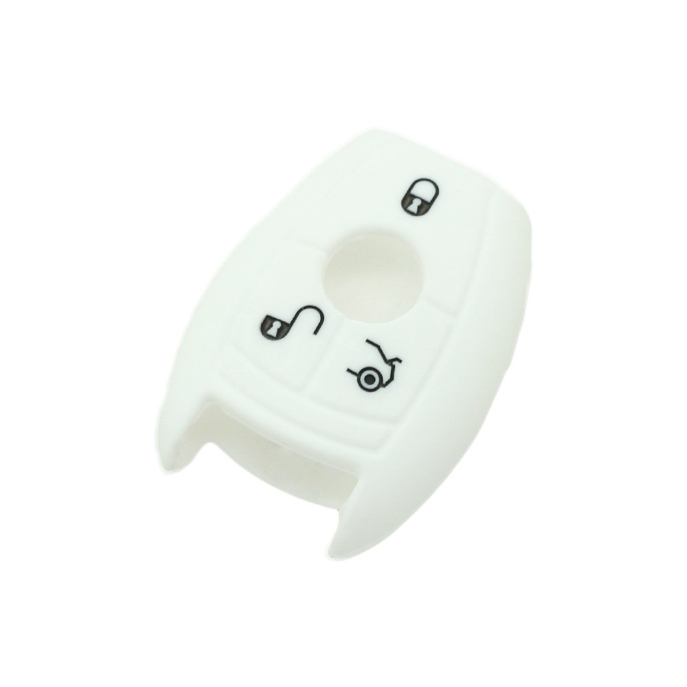 BROVACS Silicone Cover Protector Case Holder Skin Jacket Compatible with MERCEDES BENZ Smart Remote Key Fob 3 4 Button CV9950 White