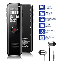 Mansso 8GB Digital Voice Recorder - Audio Recorder, 8GB Voice Activated Recorder with Playback, Dictaphone, MP3 Voice Recorder for Lectures/Meetings/Interviews/Class, Support up to 128GB