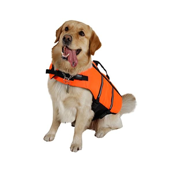 UEETEK Cane Giubbotto Salvagente Riflettente Gilet di Salvataggio per Cane Medio 9-23kg Taglia M Arancione - immagine 6