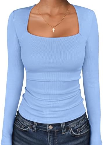 A New Day Women's Long Sleeve Check Square Neck Lightweight Sheer