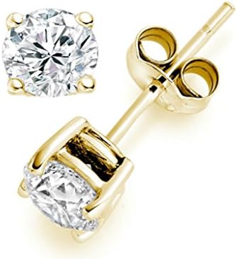 IGI Certified Solitaire 14k YellowGold Diamond Stud Earrings (Color JKLMClarityI2/I3) (0.25) (0.25 cttw (R))