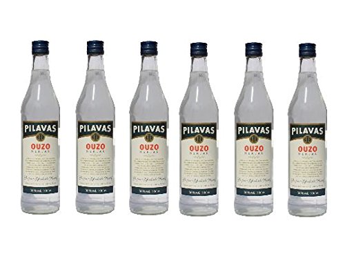 6x Ouzo Nektar Pilavas 38%-Vol. 6 Flaschen a 700 ml Set Griechenland + 2 Probier Sachets Olivenöl aus Kreta a 10 ml