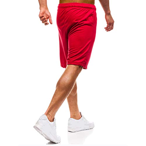 Allywit Men Beach Shorts with Elastic Waist Oversize Lightweight Slim Fit Quick Dry Suits Holiday Beach Shorts Red
