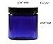 Cobalt Blue 4 Ounce PET Plastic Jars with Black Lids, and 1 Mini Jar, 6 Pack