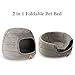 Hollypet Coral Velvet Cat Bed, 16×16×12.5 inches 2 in 1 Foldable Cave, Self-Warming High Elastic Foam Pet Bed for Cats, Light Gray