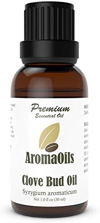 Clove Bud Essential Oil by AromaOils - 1 oz (30 ml) - 100% Pure Therapeutic Scented Oil - Best for Toothache Pain Relief, Aromatherapy, and as a Natural Antiseptic