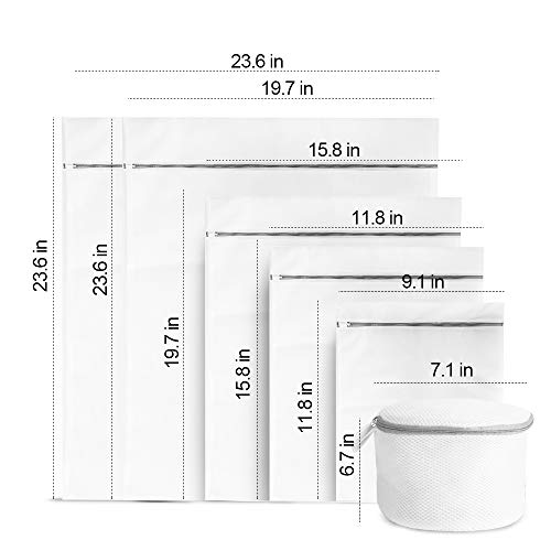 6PCS Mesh Laundry Bag, Siasky Lingerie Bags for Laundry with Premium Rustproof Zipper and Elastic Covering, Ideal Travel Storage Organize and Laundry Bag for Delicates, Blouse, Hosiery and Stocking