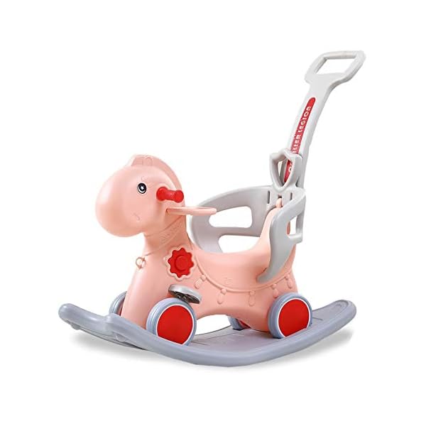 2In1 Kinder Schaukelpferd Schaukeldino mit Rutschauto Rutscher Schaukeltier Mädchen Und Jungen Schaukelstuhl (apricot…