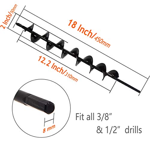 Koopi Auger Drill Bit, Garden Plant Flower Bulb Auger 3" x 18" Rapid Planter with Hex Shank for Drill, Post Hole Digger with Bonus Garden Genie Gloves