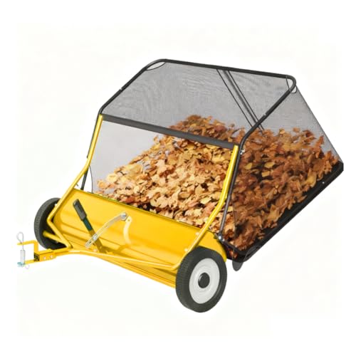Push Lawn Sweeper,21-Inch Width Enhanced 4-Brush System, 3.5 ft Capacity Heavy Duty Steel Frame, Ideal for Yard and Garden Clean up,Yellow by GarveeLife - Used condition - US$85.49