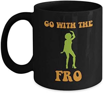 Candid Awe - Gifts For Disco Lovers: "Go With The Fro" Unique Funny 70s 80s Retro Disco Dance, Dancer, Disco Ball, Afro, 11oz, Black Mug, Ceramic Coffee Cup