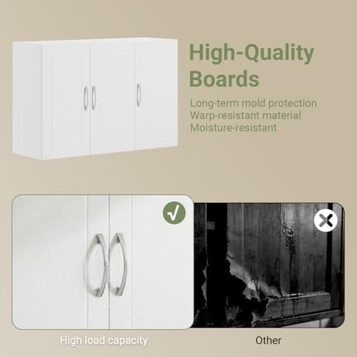 SoBuy 3-Door Bathroom Wall Cabinet - Medicine Cabinet with Adjustable Shelves Over Toilet Storage Cupboard Bathroom Cabinet Kitchen Cabinet Rangement Salle de Bain Bathroom Storage Organizer