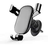 CAZTREK Gravity Car Phone Holder with Metal Hook Clip, Air Vent Mount | Universal Automobile Cradle for Garmin GPS Fit iPhone Android and All Smartphones, Dark Black