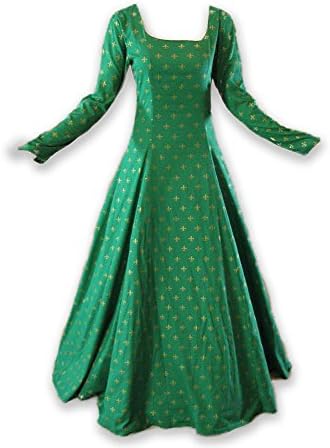 Renaissance, Fleur De Lis Medieval Dress, Costume Gown, Queen Women Cosplay Halloween Regular Plus Size