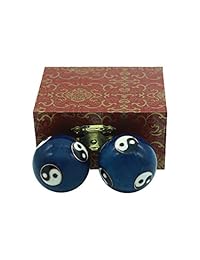 Cloisonné salud bolas de mano tallada Tai Chi Patrón ejercicio bolas de estrés Craft Collection, Azul, S