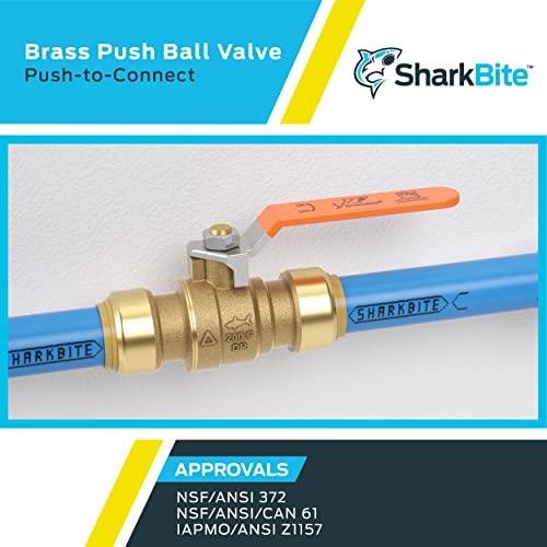 SharkBite 3/4 Inch Ball Valve, Push to Connect Brass Plumbing Fitting