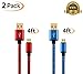 [2 Pack]S7 S6 Edge Micro USB Charging Cable Gold Plated,Charger Chord Samsung Galaxy S4,S5,Note4 / Edge,Tab A S2 Pro HTC, LG.S6, LG,Nokia Lumia, Moto, ZTE, Huawei P8/P6/Honor/Ascend ETC.[Red/Blue]