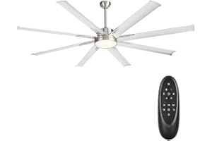 BiGizmos 72 Inch Industrial DC Motor Ceiling Fan with LED Light, ETL Listed Damp Rated Indoor or Covered Outdoor Ceiling Fans for Living Room Basement Sunroom Porch Patio, 6-Speed Remote Control