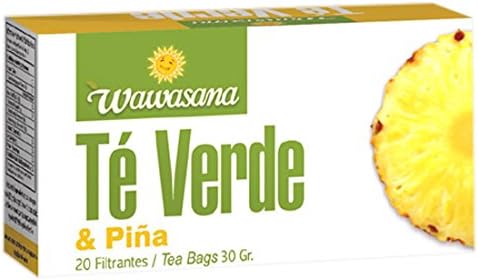 Wawasana. Green Tea &amp; Pineapple. 100% Natural,From Peru. Green tea helps to lose weight. Delicious Pineapple flavor. 20 tea bags per case