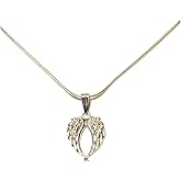 BOOT JEWELRY SHOP Dainty Angel Wing Heart Pendant Necklace Guardian Angel Silver Plated Snake Chain 20 Inch Easter Mothers Day Graduation Bridesmaids Gift Boxed