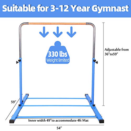 SHIWEI Gymnastics Training Bar Height Adjustable 3' to 5' Horizontal