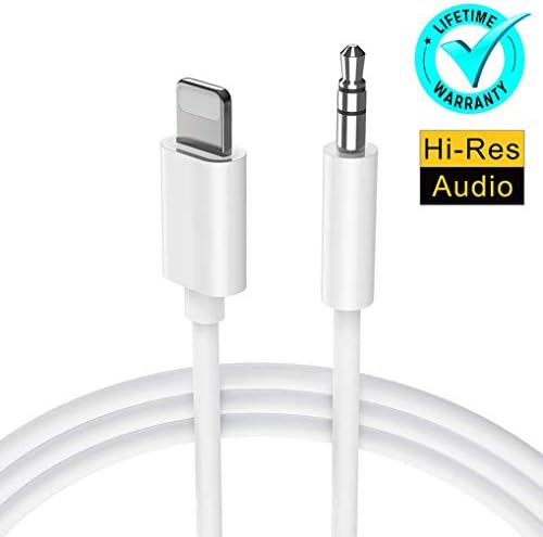 For iPhone AUX Cable Headphone Adapter 3.5mm Stereo Jack Speakers Cable Tablets MP3 Players Car Aux Cord Female Compatible for iPhone 6/X/XS/XS Max/XR/10/8/8 Plus7/7 Plus Support All iOS White(3.3ft)