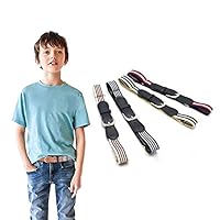 MQUPIN 4PCS Kids Elastic Belt Stretch Adjustable Belt for Boys and Girls with Leather Loop Belt (Stripe)