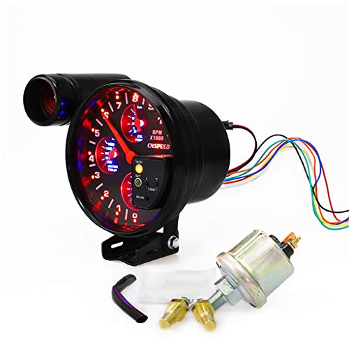 Transser 4 In 1 12V Universal 5" Tachometer 11,000 Rpm Gauge With Oil/Water Temperature Oil Pressure Shift Light (black) - Thumbnail 3