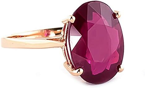 14k Solid Rose Gold Ring with 8.0 Carat Oval-Shaped Vibrant Ruby - Grade AAA