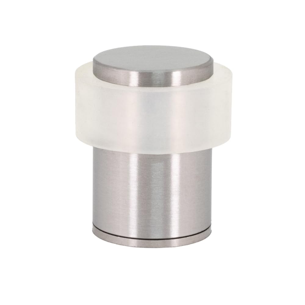 EVI Herrajes | Door Stop | Stainless Steel | 24 x 35 mm | Screwed Threaded Base | Matte Finish | Includes Screw + Mounting Plug | Mod. I-199/24X35-BCBAM