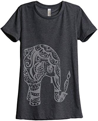 Artisan Elephant Women's Relaxed T-Shirt Tee Charcoal Grey Medium