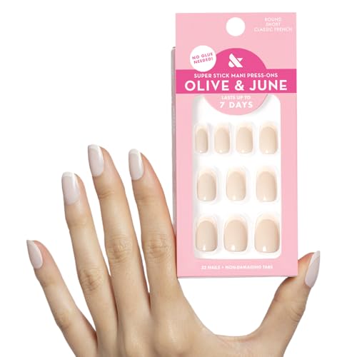 Olive & June Classic Super Stick Mani Press On Nails | No Glue Needed | 32 Tab…