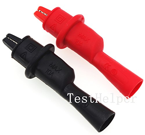 TestHelper AC15 Insulated Test Probe Push On Alligator Clips Crocodile Clamps for Test Leads