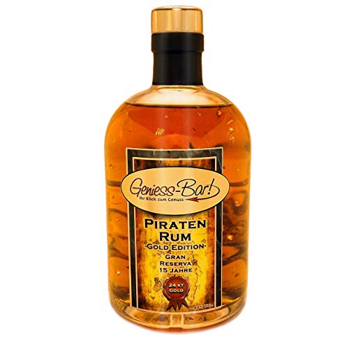 Rum 15 Jahre 0,5 L 24 Karat Gold Skull Totenkopf Flasche Caribbean Ron Solera Reserva 40% Vol Geschenkflasche – Bild 2