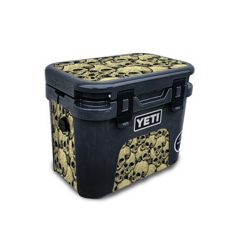 Skin Compatible with Yeti Roadie 15 Hard Cooler - Inked Skulls - Premium 3M Vin…